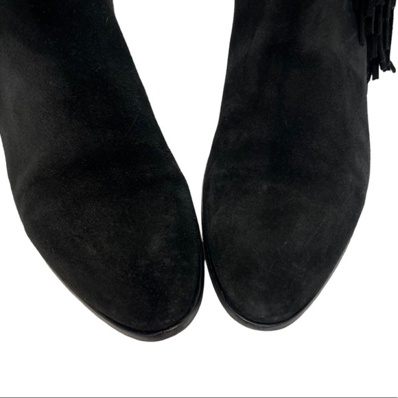Barbara Bui Black Suede Leather Fringe Ankle Booties - Picture 5 of 13